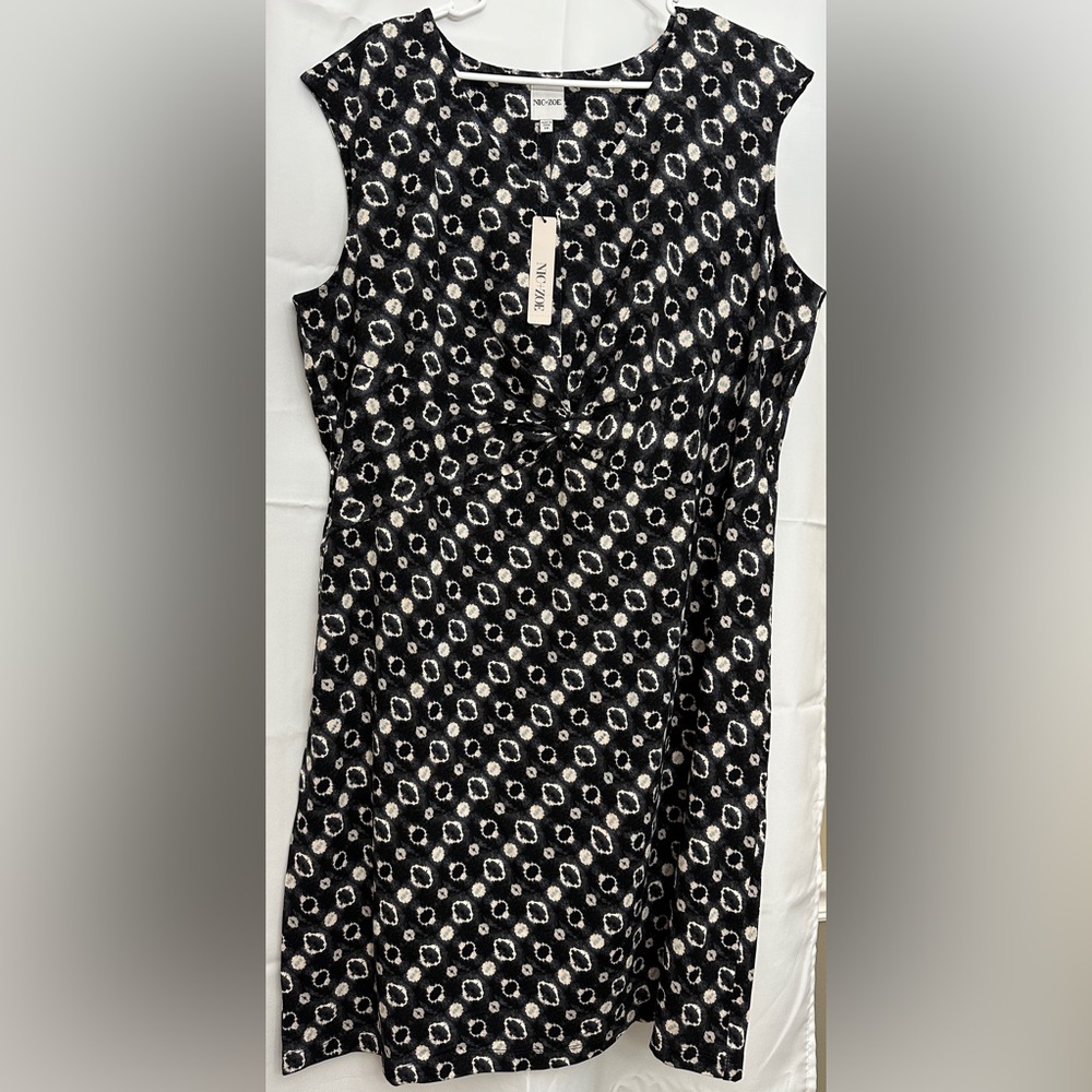 NIC+ZOE Plus Midnight Shibori Black and White Sleeveless Dress